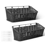 GRANNY SAYS Wicker Hanging Basket, 2 Pack Wall Basket for Kitchen, Fruit and Vegetable Storage Cabinet, Pantry Storage Spice Organization for Cabinet, Adhesive Shelf for Bathroom, Black