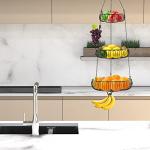 Simple Houseware Adjustable Metal Hanging Fruit Basket, Oblate, Black, 11" W x 11" L x 30" H