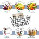 Ptinyiv 2 Pack Hanging Wall Basket Wire Storage Baskets, Adhesive Basket for Cabinet Door Organizer No Drilling, Hanging Fruit Baskets for Kitchen, Pantry Organization, Bathroom, Black