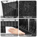 GRANNY SAYS Wicker Hanging Basket, 2 Pack Wall Basket for Kitchen, Fruit and Vegetable Storage Cabinet, Pantry Storage Spice Organization for Cabinet, Adhesive Shelf for Bathroom, Black