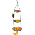 Simple Houseware Adjustable Metal Hanging Fruit Basket, Oblate, Black, 11" W x 11" L x 30" H