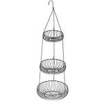 Simple Houseware Adjustable Metal Hanging Fruit Basket, Oblate, Black, 11" W x 11" L x 30" H