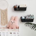 GRANNY SAYS Wicker Hanging Basket, 2 Pack Wall Basket for Kitchen, Fruit and Vegetable Storage Cabinet, Pantry Storage Spice Organization for Cabinet, Adhesive Shelf for Bathroom, Black