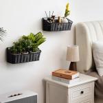 GRANNY SAYS Wicker Hanging Basket, 2 Pack Wall Basket for Kitchen, Fruit and Vegetable Storage Cabinet, Pantry Storage Spice Organization for Cabinet, Adhesive Shelf for Bathroom, Black