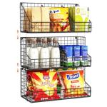 3 Tier Large Snack Organizer for Pantry Organization with Remove Divider Stackable Wall Mount Candy Chip Display Office Snack Bar Rack Storage Bin Caddy Holder Dispenser Countertop