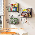 X-cosrack Metal Wire Basket Wall Mount, 3 Tier Wall Storage Organizer with 5 S Hooks, Kitchen Fruits and Vegetables Bin Toys Organizer Hanging Basket Black (S (10.83" L x 10.63" W x 30" H))