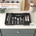 Expandable Kitchen Silverware Drawer Organizer, Black