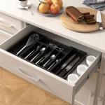 Expandable Kitchen Silverware Drawer Organizer, Black