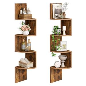 Set of 2 Wall-Mounted Corner Shelves