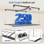 KOKORACKER Overhead Garage Storage Rack, 4x4 Ft Ceiling Storage Lift，Adjustable Heavy-Duty Mounted Garage Storage Organization System, 250lbs Capacity