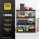 CX Black & Yellow®, 4-Tier Heavy Duty Plastic Storage Shelving Unit, 200lbs/shelf (55”H x 48”W x 20”D), for Indoor/Outdoor Organization, Modular Rack