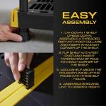 CX Black & Yellow®, 4-Tier Heavy Duty Plastic Storage Shelving Unit, 200lbs/shelf (55”H x 48”W x 20”D), for Indoor/Outdoor Organization, Modular Rack