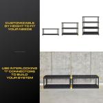 CX Black & Yellow®, 4-Tier Heavy Duty Plastic Storage Shelving Unit, 200lbs/shelf (55”H x 48”W x 20”D), for Indoor/Outdoor Organization, Modular Rack