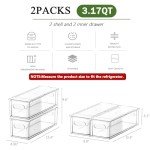 2-Pack Stackable Clear Fridge Organizers with Drawers