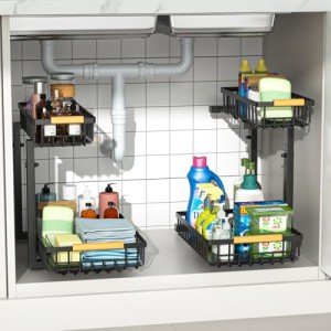 Merrylun Under Sink Organizers, 2 Pack with Drawers