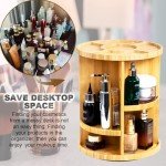 360° Bamboo Makeup Organizer with Adjustable Sections