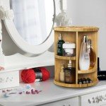 360° Bamboo Makeup Organizer with Adjustable Sections