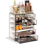 Clear Makeup Organizer with Spacious Drawers - Black