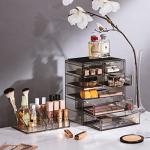Clear Makeup Organizer with Spacious Drawers - Black