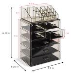 Clear Makeup Organizer with Spacious Drawers - Black