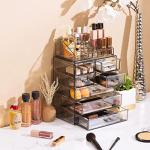 Clear Makeup Organizer with Spacious Drawers - Black