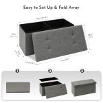 Grey Storage Ottoman with Flipping Lids, 30"x15"x15