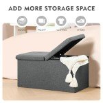 Grey Storage Ottoman with Flipping Lids, 30"x15"x15