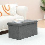 Grey Storage Ottoman with Flipping Lids, 30"x15"x15