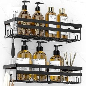 2 Pack Adhesive Shower Caddies - No Drill Storage