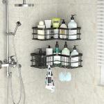 Yazoni Wall-Mounted Shower Caddy with Hooks (2-Pack)