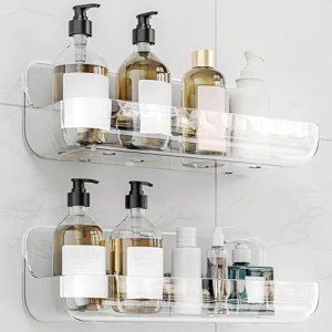 Kawfle No-Drill Acrylic Shower Caddy, 2 Pack