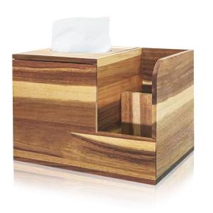 Acacia Wood Tissue Box Cover and Organizer