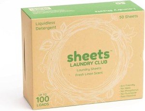 Sheets Laundry Club Laundry Detergent Sheets, 100 Loads - Fresh Linen Scent, Eco-Friendly, Quick-Dissolving Formula, Hypoallergenic, Septic Safe, Plastic-Free Packaging - 50 Sheets