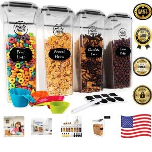 Airtight Plastic Cereal Storage Containers - Set of 4