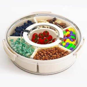 Divided Snack Serving Tray with Lid and Handle