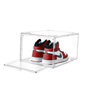 Stackable Clear Shoe Boxes with Magnetic Drop Door