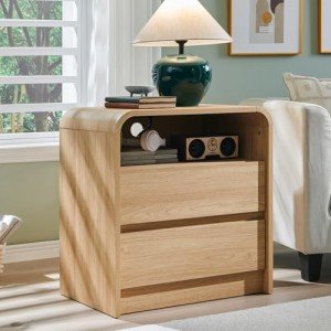25" Tall Modern Nightstand with Charging Station
