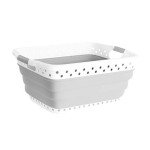 Collapsible Plastic Laundry Basket - Space-Saving Container with Comfort Grip Handles for Laundry Room Organization and Storage by Lavish Home (Gray)
