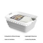 Collapsible Plastic Laundry Basket - Space-Saving Container with Comfort Grip Handles for Laundry Room Organization and Storage by Lavish Home (Gray)