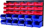 MaxWorks 80694 30-Bin Wall Mount Parts Rack/Storage for your Nuts, Bolts, Screws, Nails, Beads, Buttons, Other Small Parts,Blue and Red