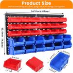 MaxWorks 80694 30-Bin Wall Mount Parts Rack/Storage for your Nuts, Bolts, Screws, Nails, Beads, Buttons, Other Small Parts,Blue and Red