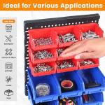 MaxWorks 80694 30-Bin Wall Mount Parts Rack/Storage for your Nuts, Bolts, Screws, Nails, Beads, Buttons, Other Small Parts,Blue and Red