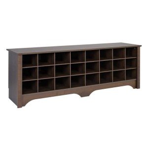 Prepac Cabinet Shoe Cubby Bench, 15.5"D x 60"W x 20.25"H, Brown