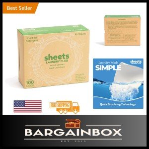 Sheets Laundry Club Laundry Detergent Sheets, 100 Loads - Fresh Linen Scent, Eco-Friendly, Quick-Dissolving Formula, Hypoallergenic, Septic Safe, Plastic-Free Packaging - 50 Sheets