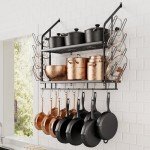 30-Inch Wall Mounted Pot Rack with Hooks