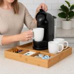 Natural Bamboo Coffee Station Organizer Tray – Multipurpose Storage for Coffee Accessories, Tea, and Condiments – Ideal for Kitchen Countertops, Restaurants & Buffet Stations (15” x 18.3”)