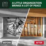 Luxury Bamboo Kitchen Drawer Organizer - Silverware Organizer - Utensil Holder and Cutlery Tray with Grooved Drawer Dividers for Flatware and Kitchen Utensils (9 Slot, Natural)