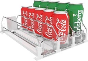 Fridge Soda Can Organizer with Adjustable Pusher