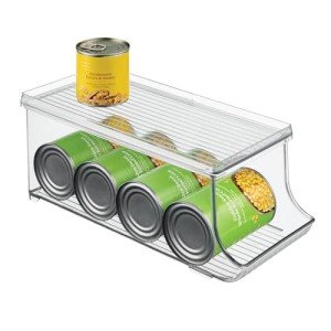 Clear Plastic Beverage Organizer Bin with Lid