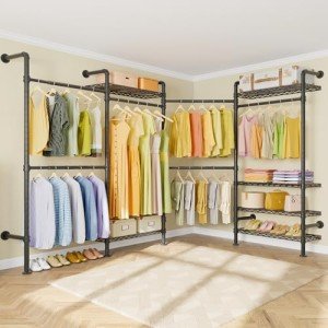 L4 Heavy-Duty L-Shaped Clothing Rack